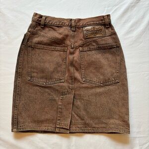 Vintage Ferretti Jeans Acid Wash Brown Jean Skirt